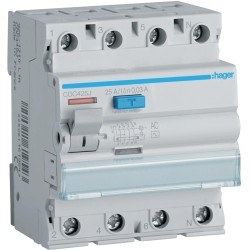 Wyłącznik różnicowoprądowy 3P+N 25A 30mA 6kA AC HAGER CDC425J