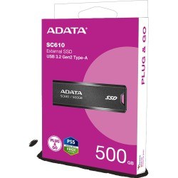 Dysk zewnętrzny SSD Adata SC610 500GB USB-C czarny - Dysk zewnętrzny SSD Adata SC610 500GB USB3.2A czarny