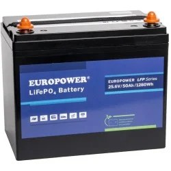 Akumulator LiFePO4 EUROPOWER serii LFP 25,6V 50Ah (Żywotność >2000 cykli) - Akumulator LiFePO4 EUROPOWER serii LFP 25,6V 50Ah Bluetooth, mata grzewcza (Żywotność ~4000 cykli)