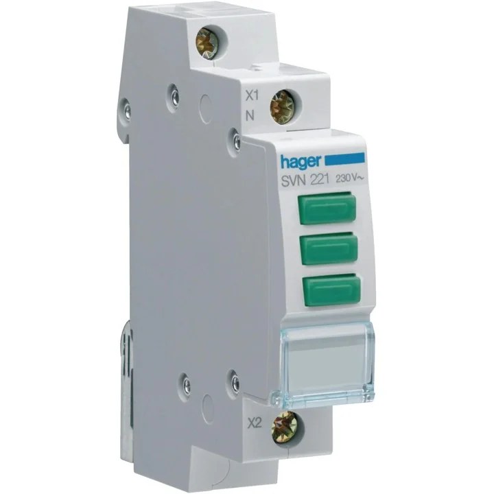 Lampka sygnalizacyjna, 230V AC, 3 x Zielony LED HAGER SVN221