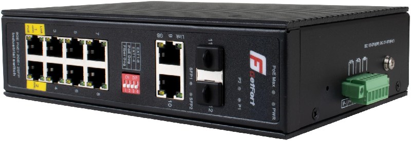 SWITCH POE GETFORT PRZEMYSŁOWY POE 8GE+2GE+2SFP (-40/80)