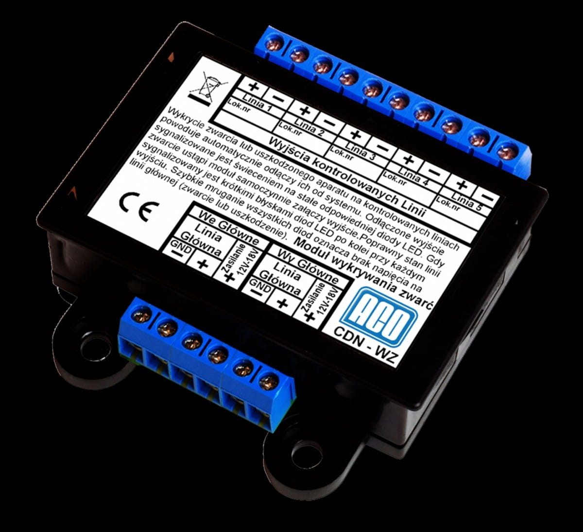 Aco cdn-wz Moduł służy do wykrywania zwarcia linii lub uszkodzenia unifonu w lokalu. Aco cdn-wz Moduł służy do wykrywania zwarcia linii lub uszkodzenia unifonu w lokalu.