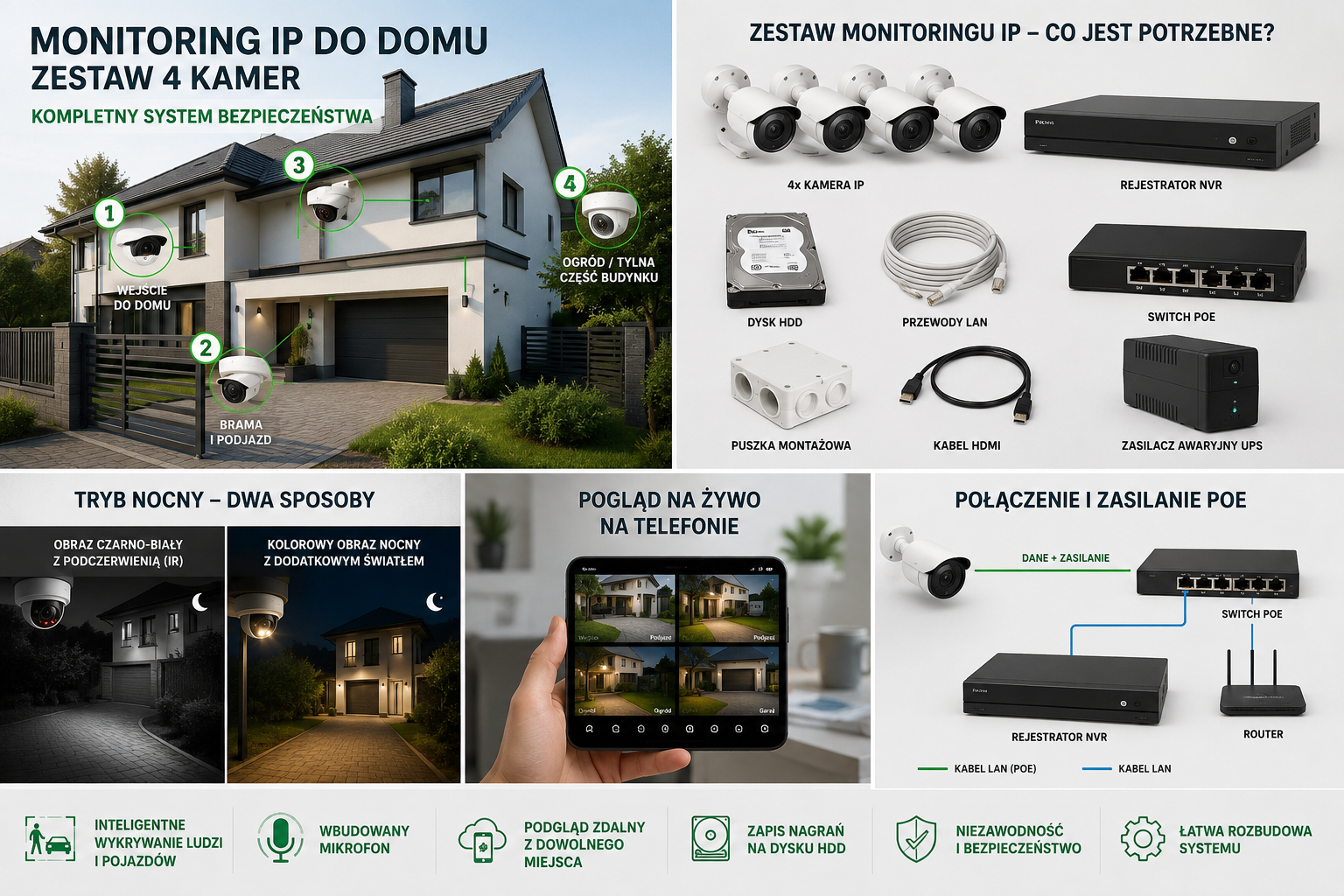 Jaki monitoring do domu wybrać? Kompletny zestaw 4 kamer IP krok po kroku